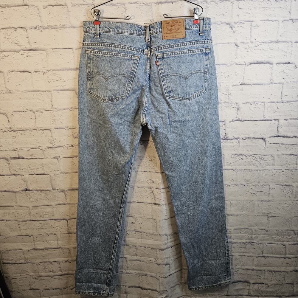 VTG Levi's 505 Regular Fit Straight Leg Red Tab Jeans 38x34 Light Wash USA '94 - Picture 4 of 9